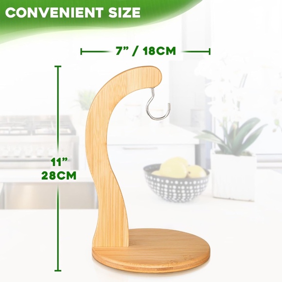 Bamboo Banana Holder/Stand with Metal Hook - Picture 2 of 5